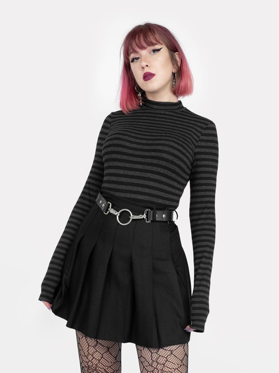 Clothes SKYDANCE | Mori Black-Grey Striped Turtleneck