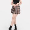 Clothes SKYDANCE Mini Skirts | Beige-Red Plaid Tennis Skirt