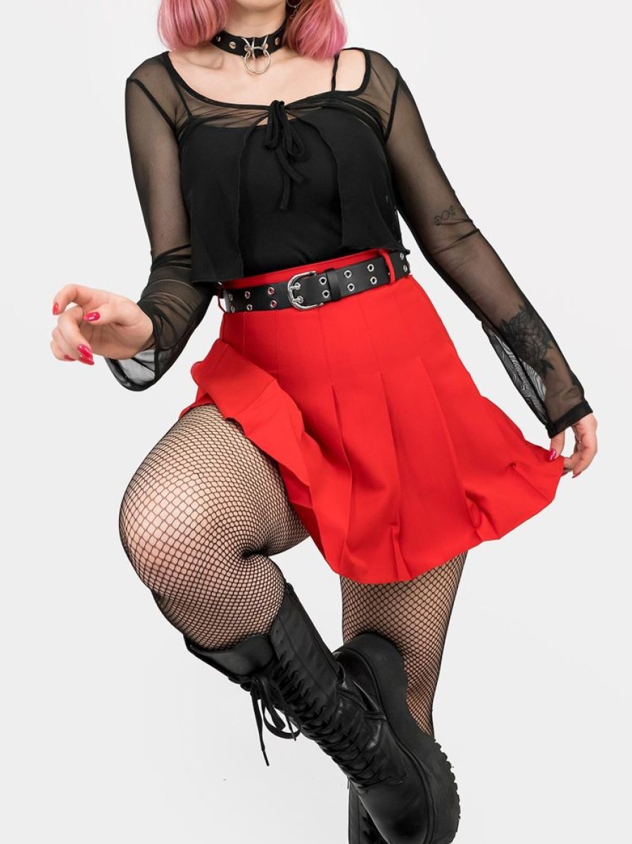 Clothes SKYDANCE Mini Skirts | Red Tennis Belt Skirt