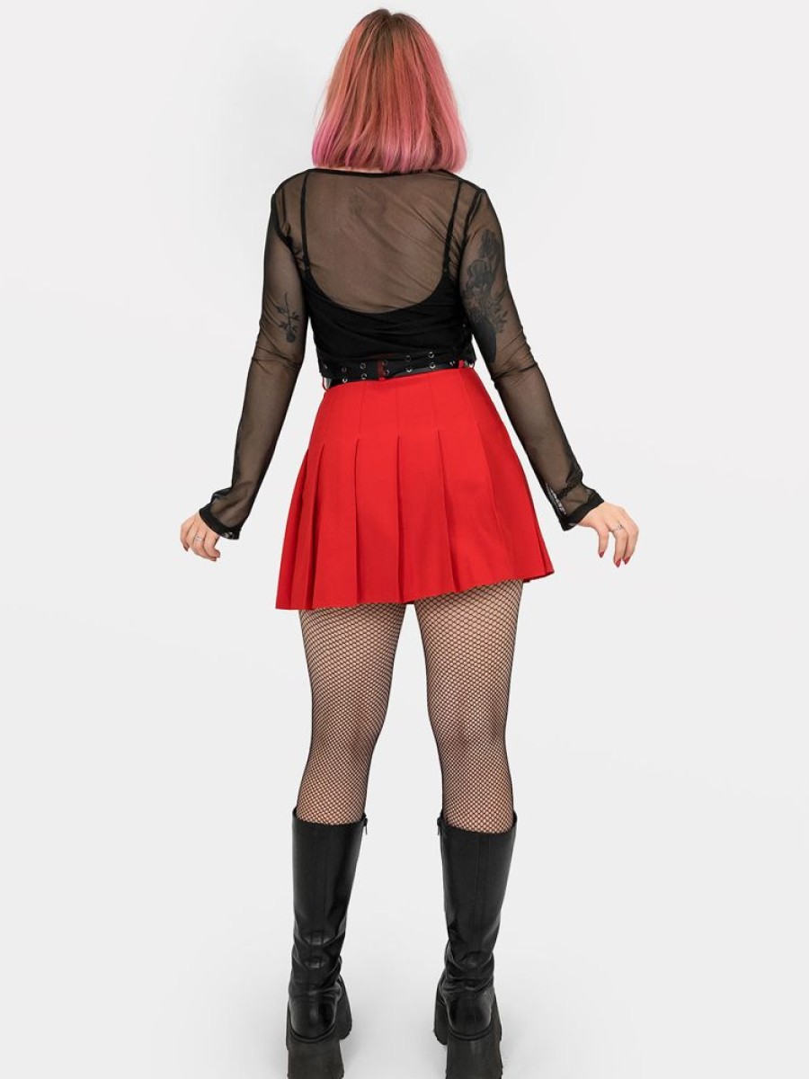 Clothes SKYDANCE Mini Skirts | Red Tennis Belt Skirt