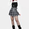 Clothes SKYDANCE Mini Skirts | Black Plaid Tennis Belt Skirt