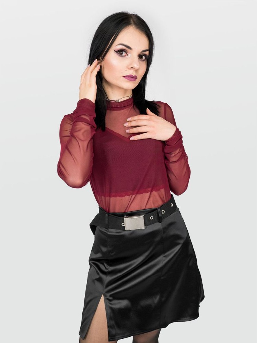 Clothes SKYDANCE | Burgundy Mesh Top