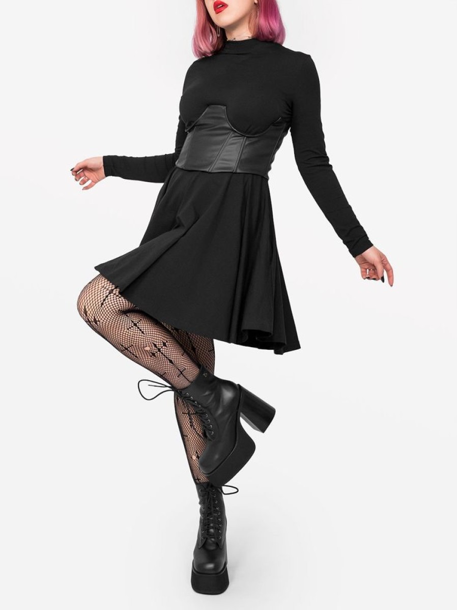 Clothes SKYDANCE | Eris Black Turtleneck Dress