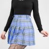 Clothes SKYDANCE Mini Skirts | Violet Plaid Tennis Belt Skirt