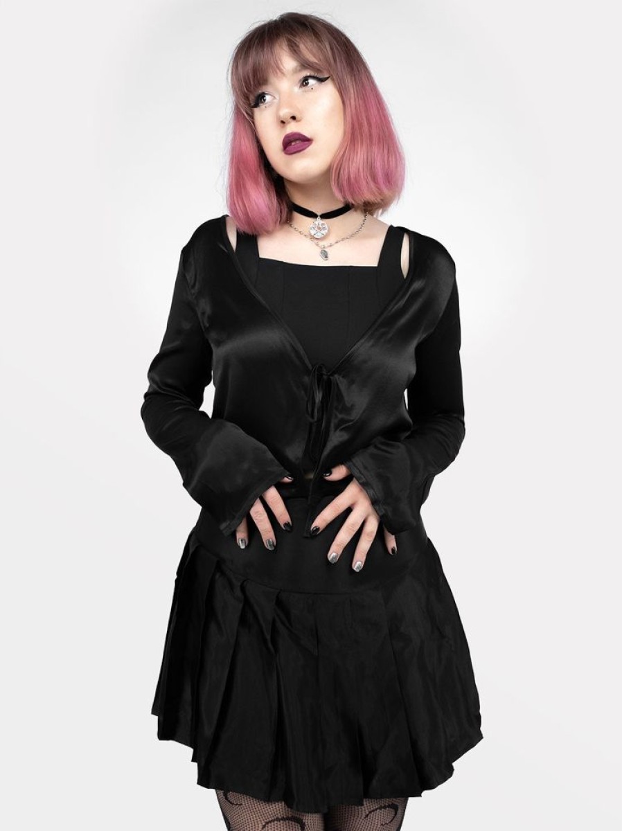 Clothes SKYDANCE | Mercy Satin Tied Up Cardigan