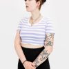 Clothes SKYDANCE | Irma Violet-White Striped Crop Top