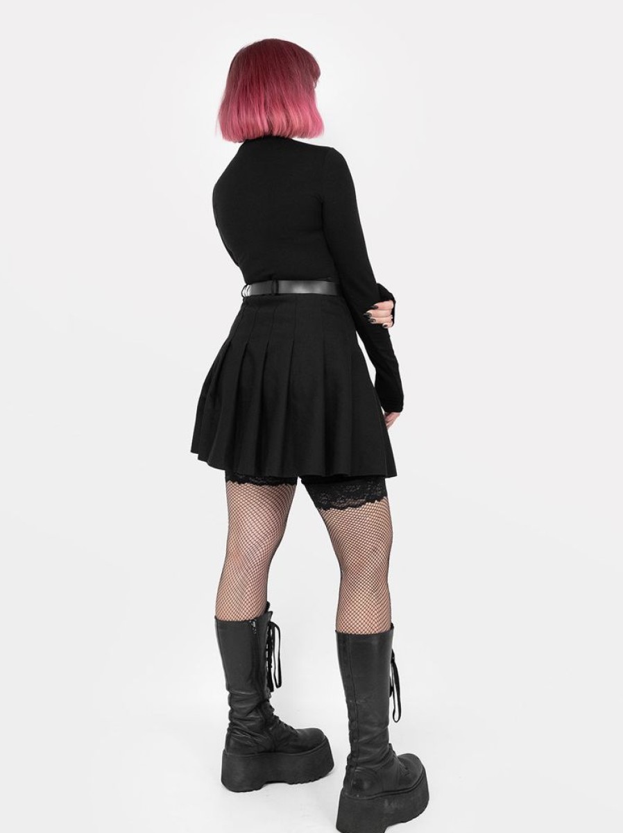 Clothes SKYDANCE Mini Skirts | Black Tennis Belt Skirt