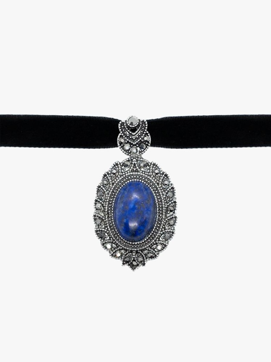 Accessories SKYDANCE Chokers | Lethal Lapis Lazuli Velvet Collar