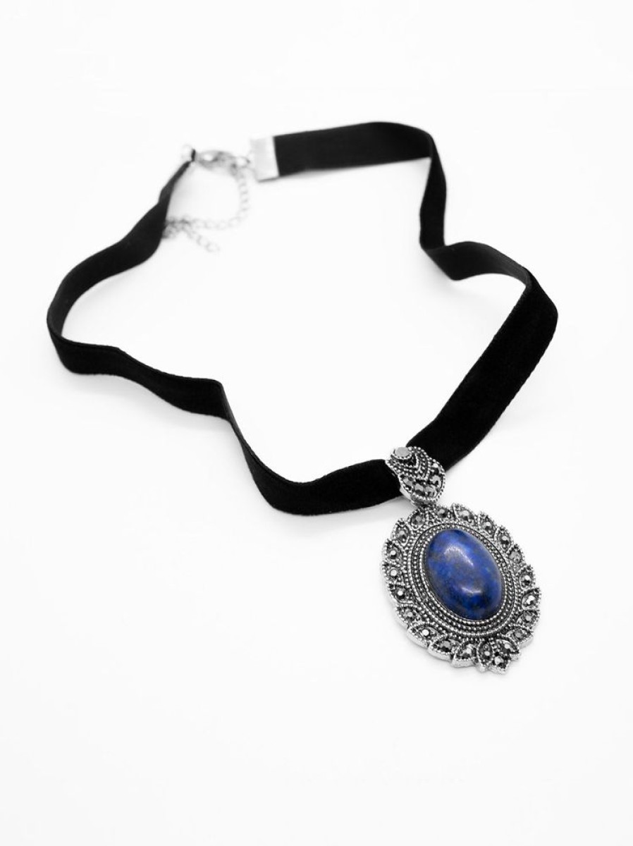 Accessories SKYDANCE Chokers | Lethal Lapis Lazuli Velvet Collar