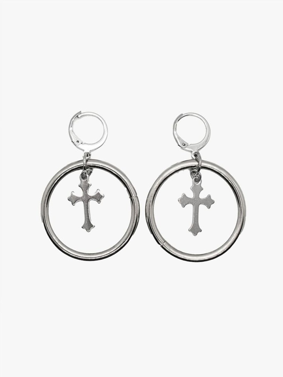 Accessories SKYDANCE Earrings | Merciless Cross And Ring Earrings