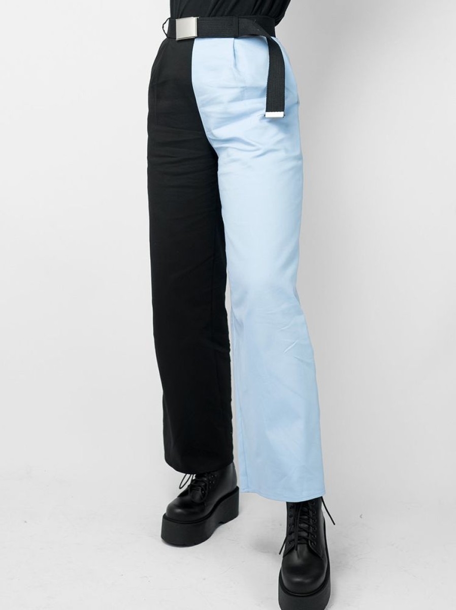 Clothes SKYDANCE | Wide Black And Blue Trousers