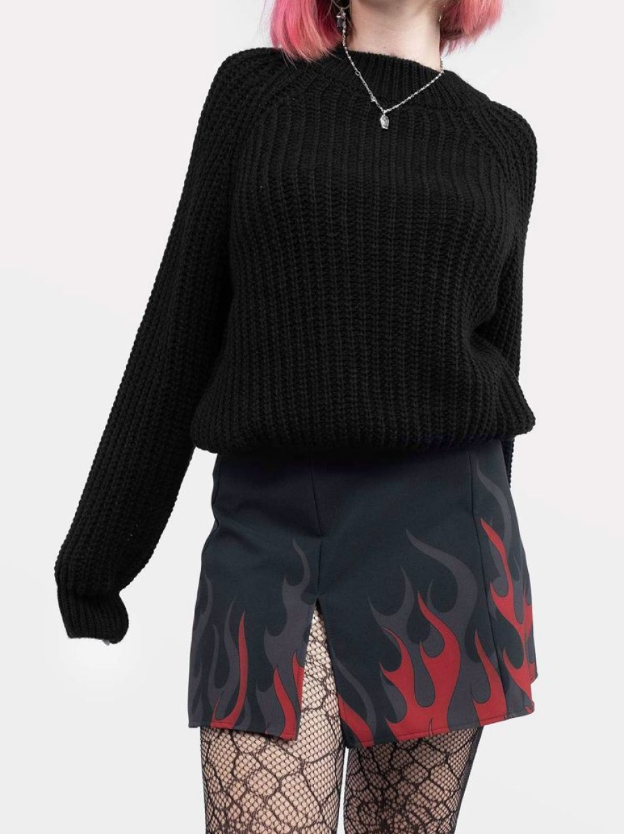 Clothes SKYDANCE Mini Skirts | Coven Flames Slit Mini Skirt