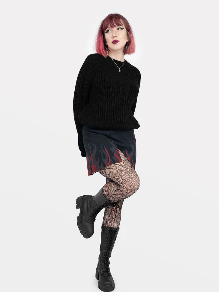 Clothes SKYDANCE Mini Skirts | Coven Flames Slit Mini Skirt