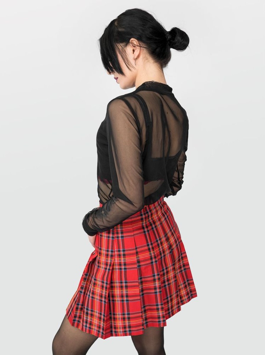 Clothes SKYDANCE Mini Skirts | Red Plaid Tennis Skirt