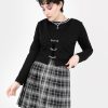 Clothes SKYDANCE Mini Skirts | Tall Black Plaid Tennis Belt Skirt