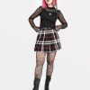 Clothes SKYDANCE Mini Skirts | Red-Black Plaid Tennis Belt Skirt