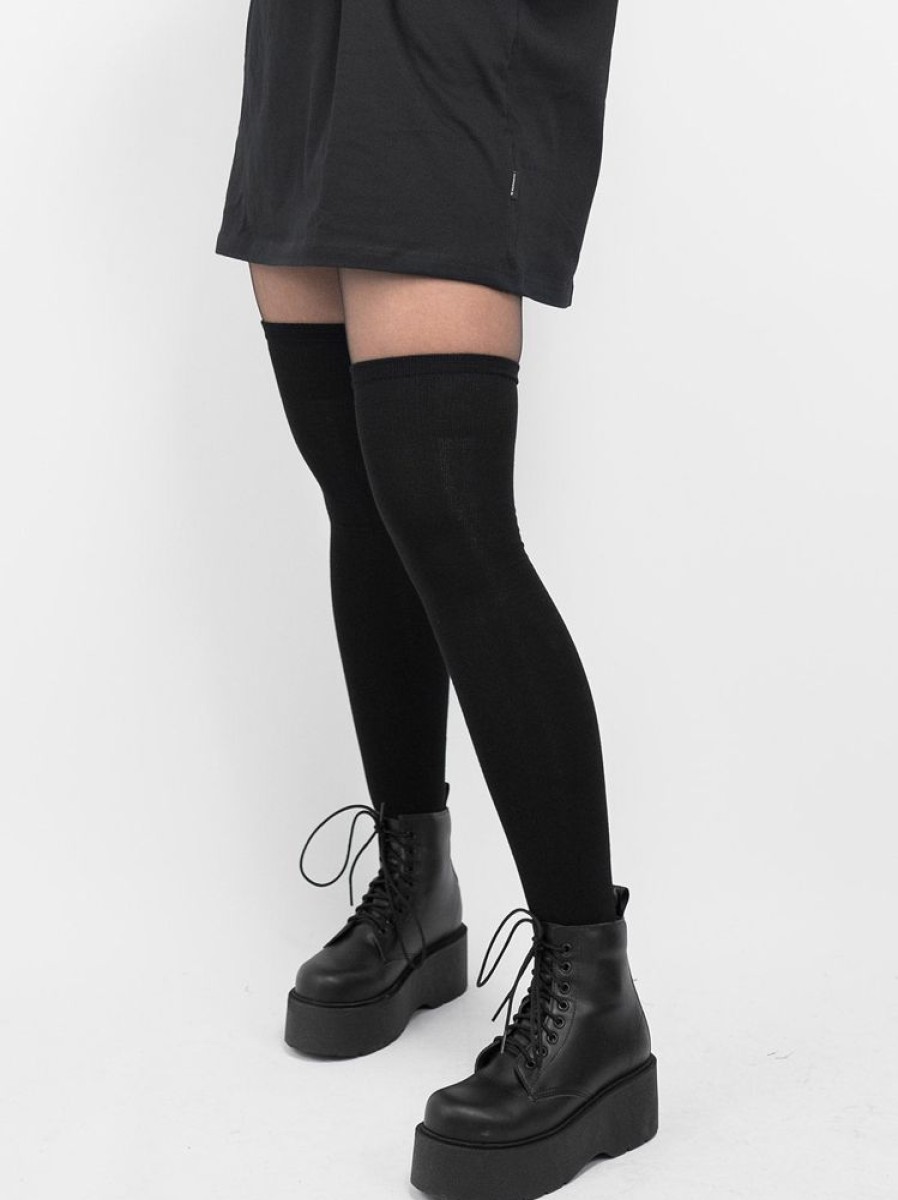 Accessories SKYDANCE | Black Over The Knee Socks