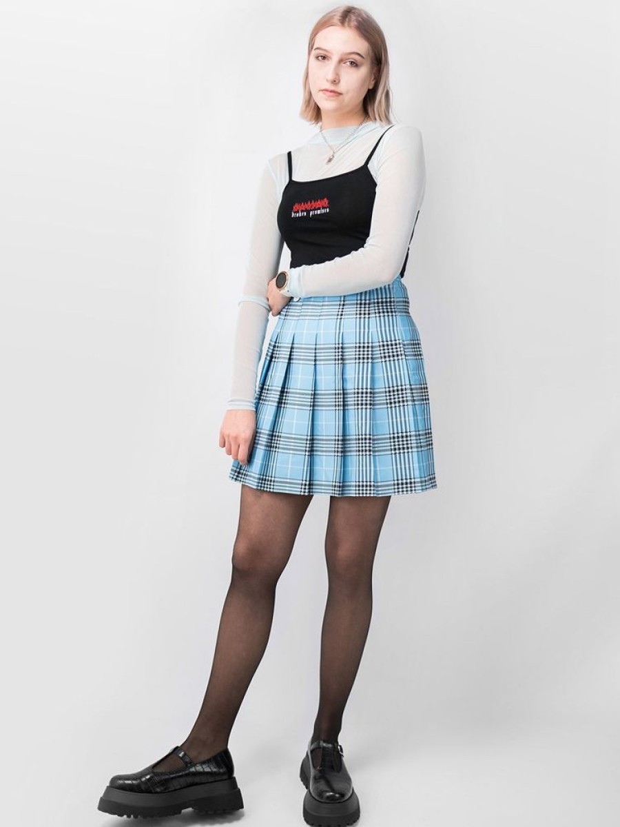 Clothes SKYDANCE Skirts For Tall People | Tall Blue Plaid Tennis Skirt