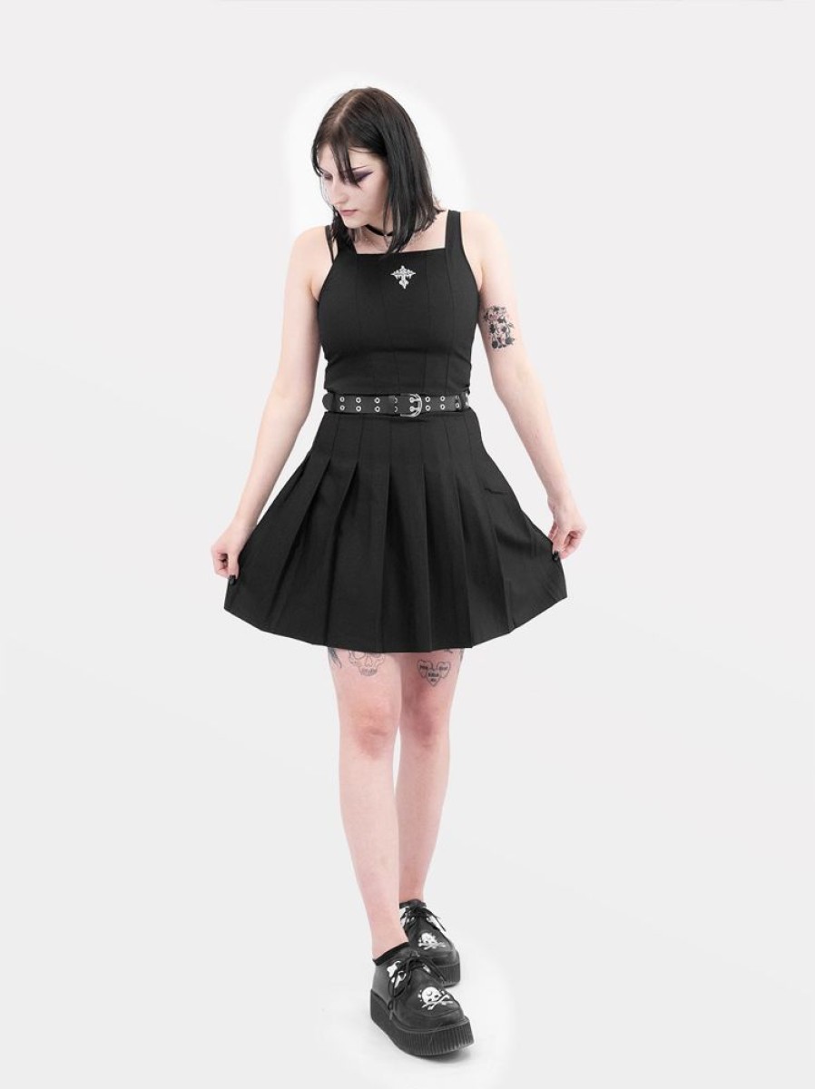 Clothes SKYDANCE Skirts For Tall People | Tall Black Tennis Belt Skirt